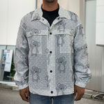 Grey Koala Pattern Print Men's Shirt Jacket