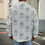 Grey Koala Pattern Print Men's Shirt Jacket