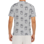 Grey Koala Pattern Print Men's Short Sleeve Rash Guard