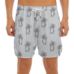 Grey Koala Pattern Print Men's Split Running Shorts