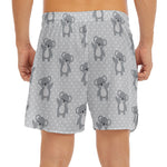 Grey Koala Pattern Print Men's Split Running Shorts