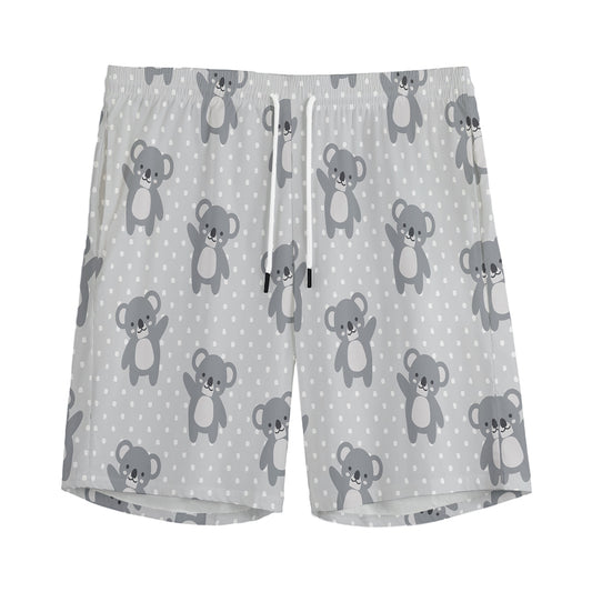 Grey Koala Pattern Print Men's Sports Shorts