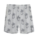 Grey Koala Pattern Print Men's Sports Shorts