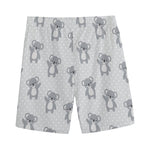 Grey Koala Pattern Print Men's Sports Shorts