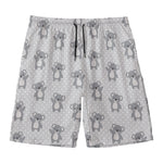 Grey Koala Pattern Print Men's Swim Trunks