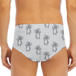 Grey Koala Pattern Print Men's Triangle Swim Briefs