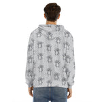 Grey Koala Pattern Print Men's Velvet Pullover Hoodie
