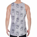 Grey Koala Pattern Print Men's Velvet Tank Top