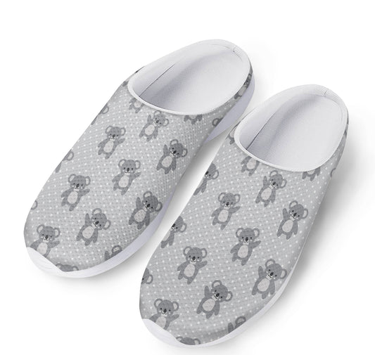 Grey Koala Pattern Print Mesh Casual Shoes