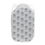 Grey Koala Pattern Print Mesh Laundry Hamper