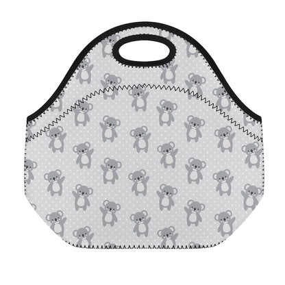 Grey Koala Pattern Print Neoprene Lunch Bag