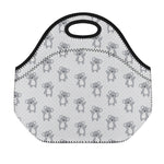 Grey Koala Pattern Print Neoprene Lunch Bag