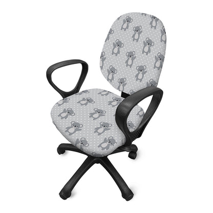 Grey Koala Pattern Print Office Chair Cover