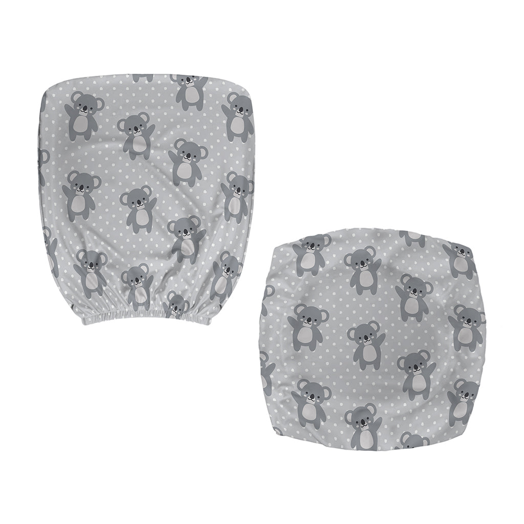 Grey Koala Pattern Print Office Chair Cover