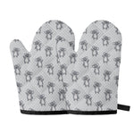 Grey Koala Pattern Print Oven Mitts