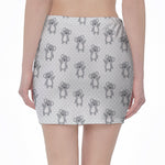 Grey Koala Pattern Print Pencil Mini Skirt
