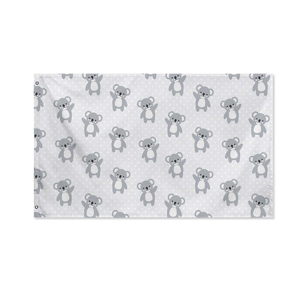 Grey Koala Pattern Print Polyester Flag
