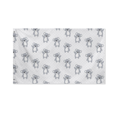 Grey Koala Pattern Print Polyester Flag