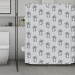Grey Koala Pattern Print Polyester Shower Curtain