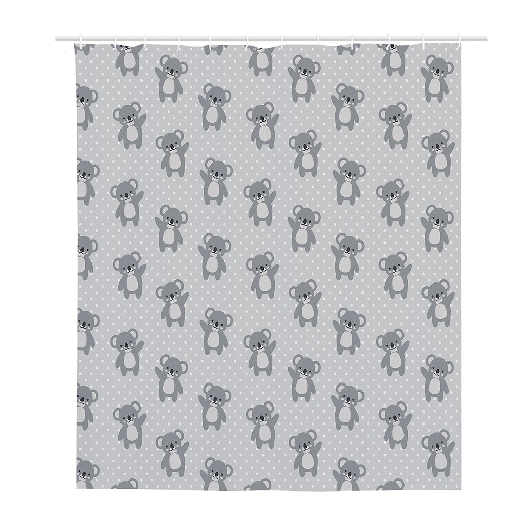 Grey Koala Pattern Print Polyester Shower Curtain