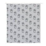 Grey Koala Pattern Print Polyester Shower Curtain