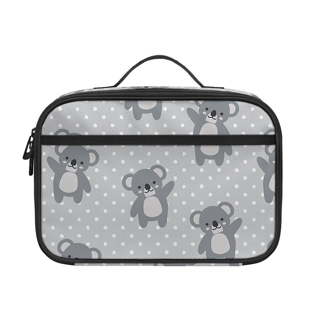 Grey Koala Pattern Print Portable Lunch Bag