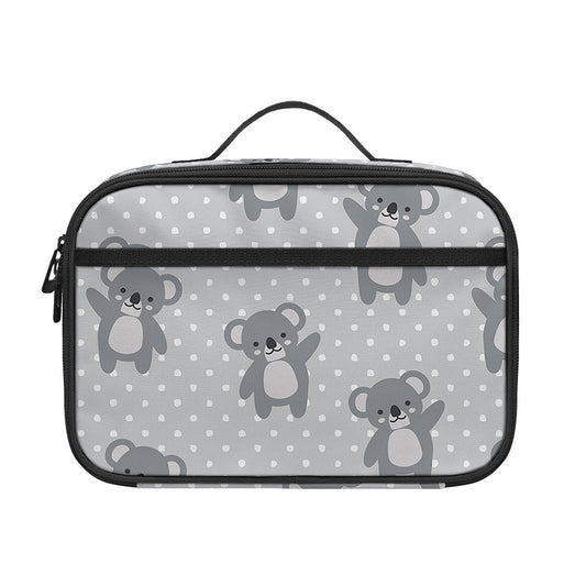 Grey Koala Pattern Print Portable Lunch Bag