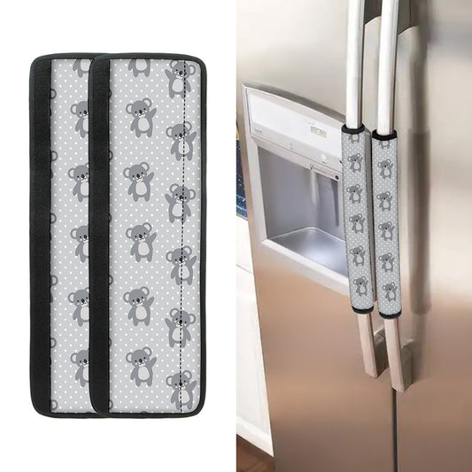 Grey Koala Pattern Print Refrigerator Handle Covers