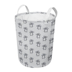 Grey Koala Pattern Print Round Laundry Basket