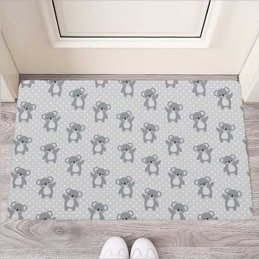 Grey Koala Pattern Print Rubber Doormat