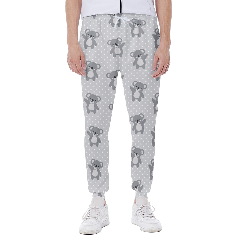 Grey Koala Pattern Print Scuba Joggers
