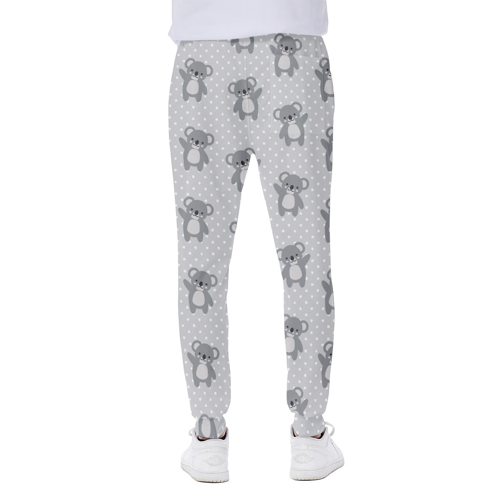 Grey Koala Pattern Print Scuba Joggers