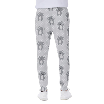 Grey Koala Pattern Print Scuba Joggers