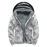Grey Koala Pattern Print Sherpa Lined Zip Up Hoodie