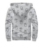 Grey Koala Pattern Print Sherpa Lined Zip Up Hoodie