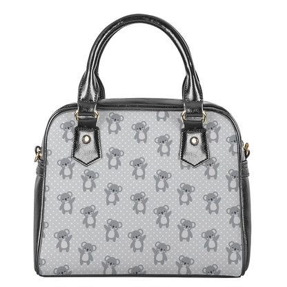 Grey Koala Pattern Print Shoulder Handbag