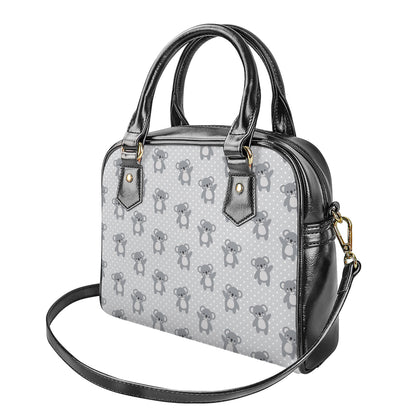 Grey Koala Pattern Print Shoulder Handbag