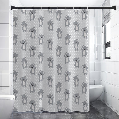 Grey Koala Pattern Print Shower Curtain