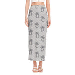 Grey Koala Pattern Print Side Slit Maxi Skirt