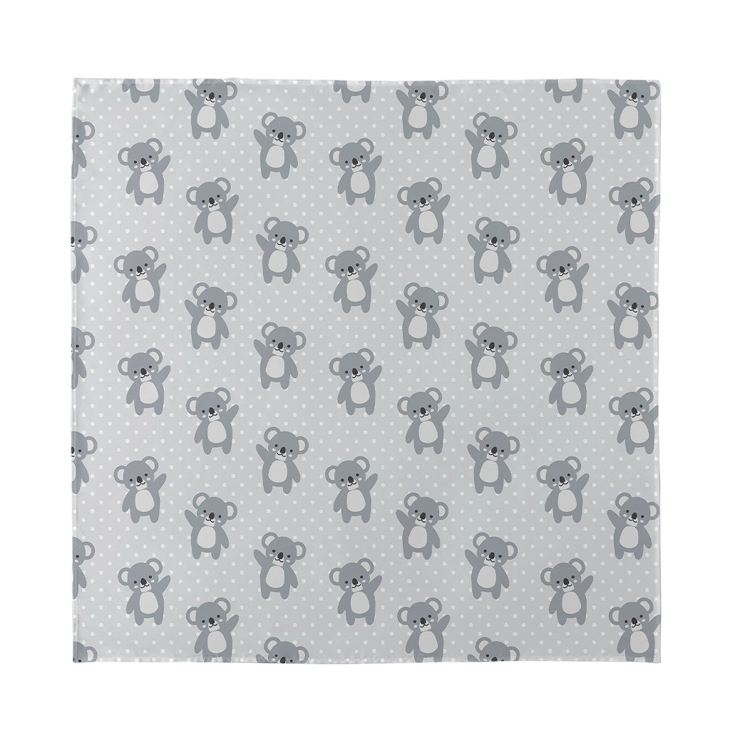 Grey Koala Pattern Print Silk Bandana