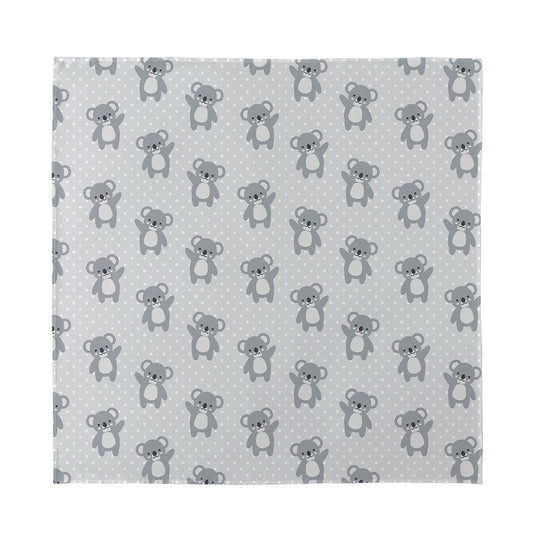 Grey Koala Pattern Print Silk Bandana