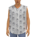 Grey Koala Pattern Print Sleeveless Baseball Jersey
