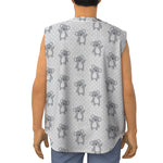 Grey Koala Pattern Print Sleeveless Baseball Jersey