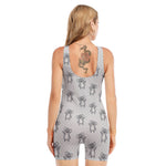 Grey Koala Pattern Print Sleeveless One Piece Swimsuit