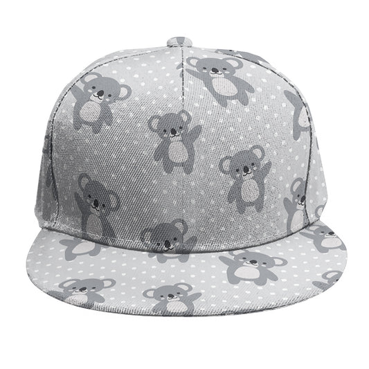 Grey Koala Pattern Print Snapback Cap