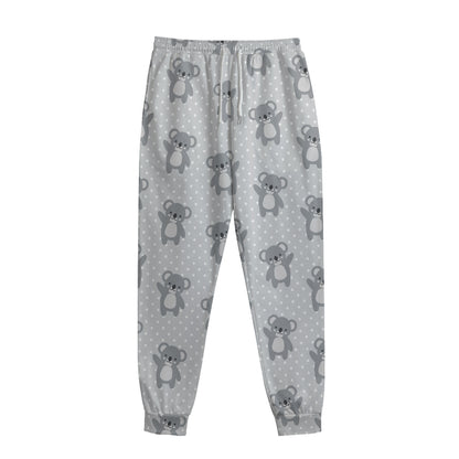 Grey Koala Pattern Print Sweatpants