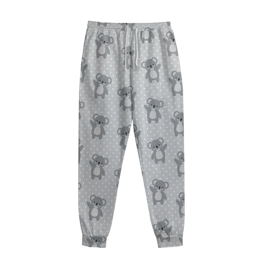 Grey Koala Pattern Print Sweatpants