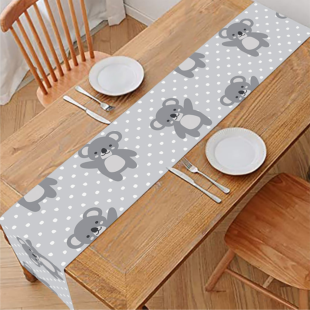 Grey Koala Pattern Print Table Runner