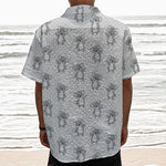 Grey Koala Pattern Print Textured Short Sleeve Shirt