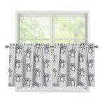 Grey Koala Pattern Print Tier Curtains